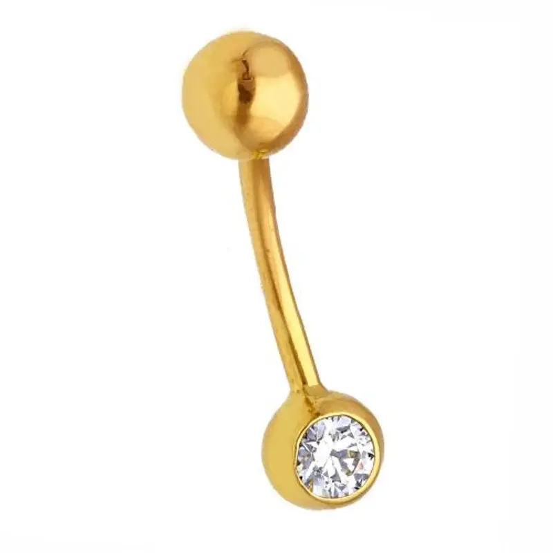 piercing in oro giallo bilanciere con zircone