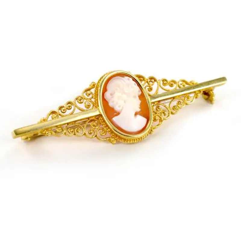 spilla da giacca in oro con cammeo