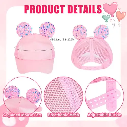 Cappellino Baseball e Occhiali da Sole Bambina, Cappellini da Baseball con Orecchie da Topo, Orecchie da Coniglio miniatura 2