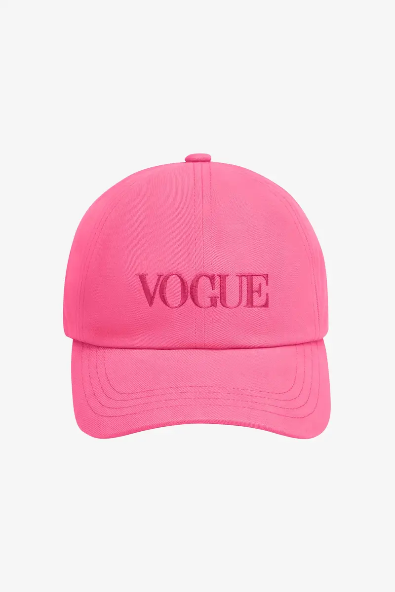Cappellino VOGUE rosa con logo ricamato