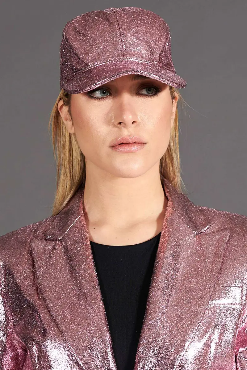 Cappello baseball in pelle rosa laminato unisex berretto strappo regolabile D'Arienzo, Seleziona Taglia S (55cm), Colore Rosa