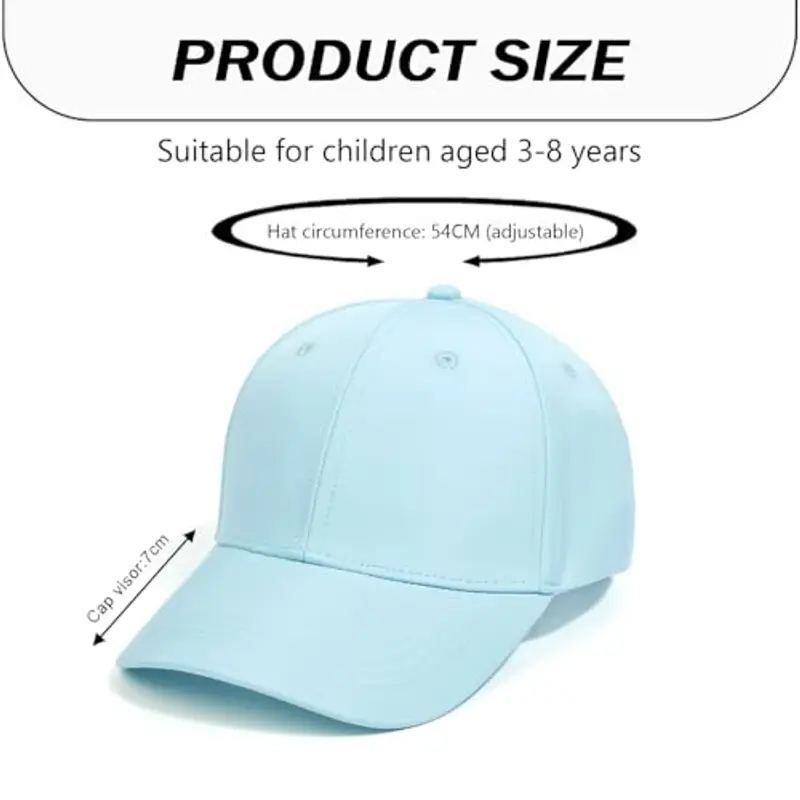 Cappello da baseball per bambini da 3 a 8 anni, con coda di cavallo, per ragazze e ragazzi, con protezione UV, regolabile, da golf, da tennis, da baseball, Blu, Taglia unica miniatura 2