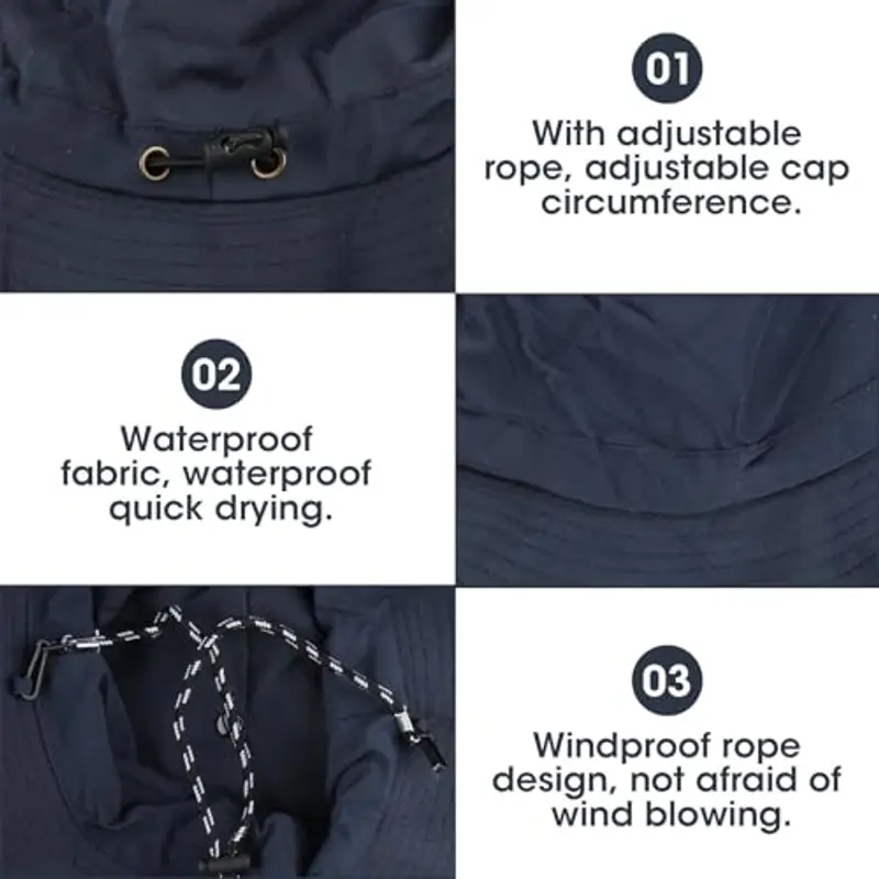Cappello da Pescatore Unisex Impermeabile con Protezione UV, Tesa Larga e Pieghevole per attività Outdoor?Nylon di Alta qualità miniatura 3