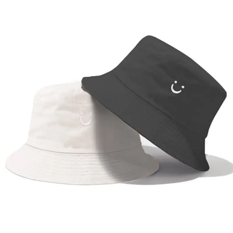 Cappello da sole per bambini, cappello da pescatore per bambini con faccina sorridente, cappello da sole reversibile per bambini, cappello da pescatore a tesa larga per bambini e bambine, per 2-8 anni