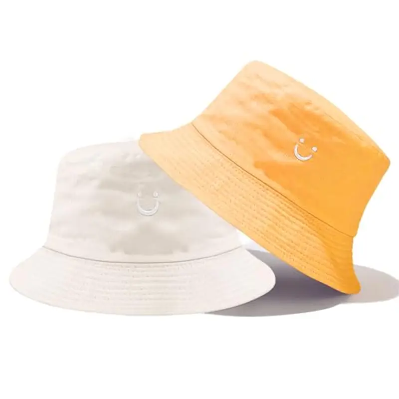 Cappello da Sole per Bambini, Smile Kids Bucket Hat Girl Boys Sun Hat Reversibile Toddler Hat Wide Brim Boys Girls Bucket Hat Double Sided Breathable Sun Hats per Bambini da 2 a 8 Anni (Beige/Giallo)