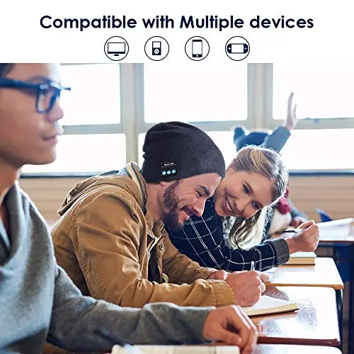 Cappello Idee Regalo Natale Uomo Donna Invernali, Berretto Bluetooth 5.0 Musica, Cappello Sportivo da Esterno Campeggio miniatura 3