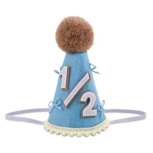 Cappello Mezzo Compleanno, 1/2 Cappello Festa Neonato Corona Conchiglia Fiocco Sei Mesi per Bambine Bambini Decorazioni