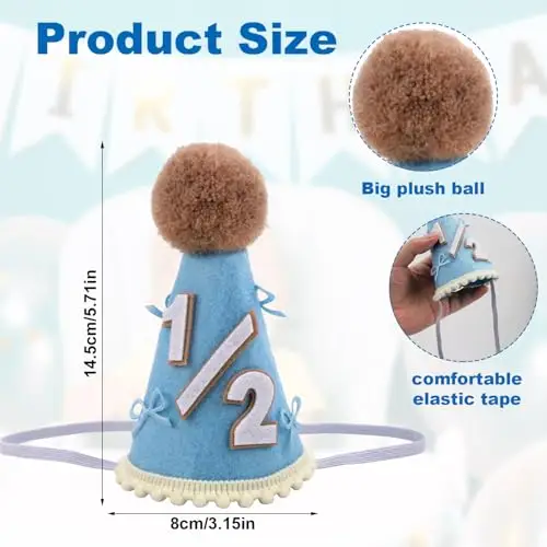 Cappello Mezzo Compleanno, 1/2 Cappello Festa Neonato Corona Conchiglia Fiocco Sei Mesi per Bambine Bambini Decorazioni miniatura 2