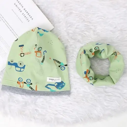 Cappello Sciarpa Bambino, Invernale Cappello e Scaldacollo Bambino, Berretto e Scaldacollo in Maglia Cotone, Beanie miniatura 3