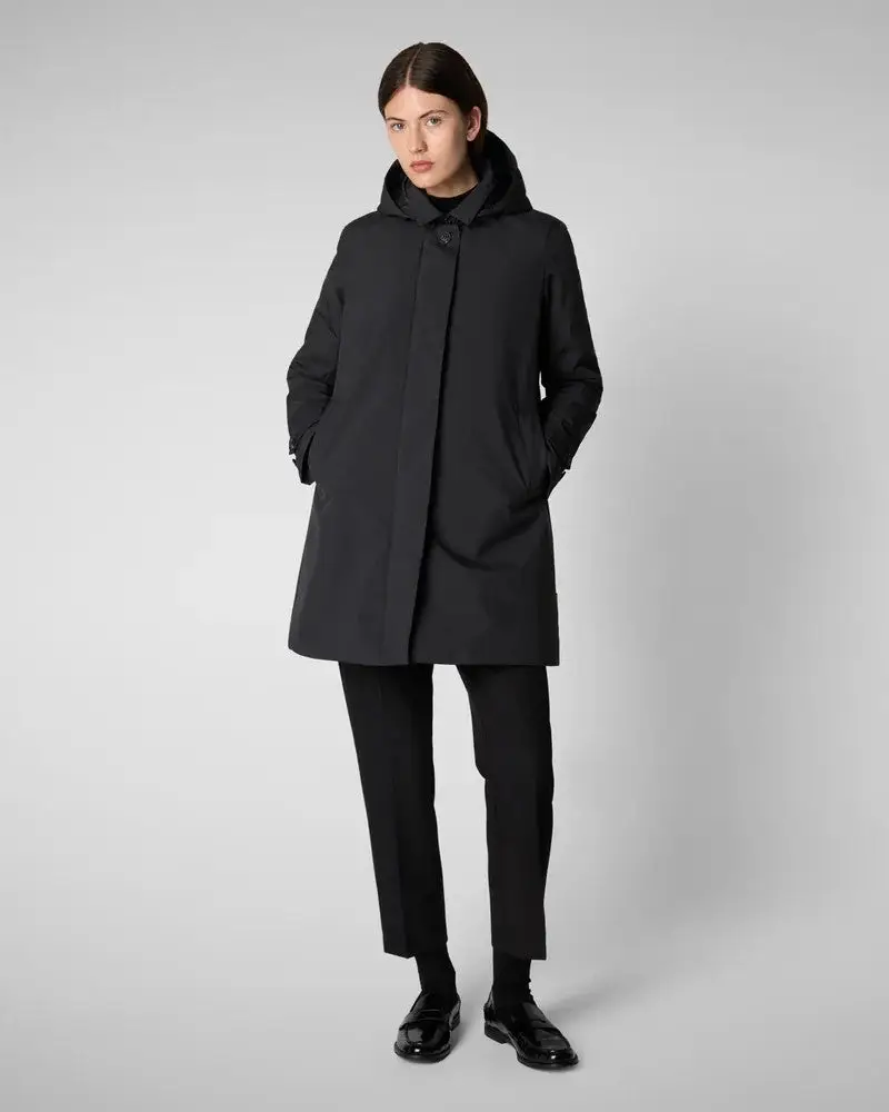 CAPPOTTO CON CAPPUCCIO EMBIE NERO miniatura 3