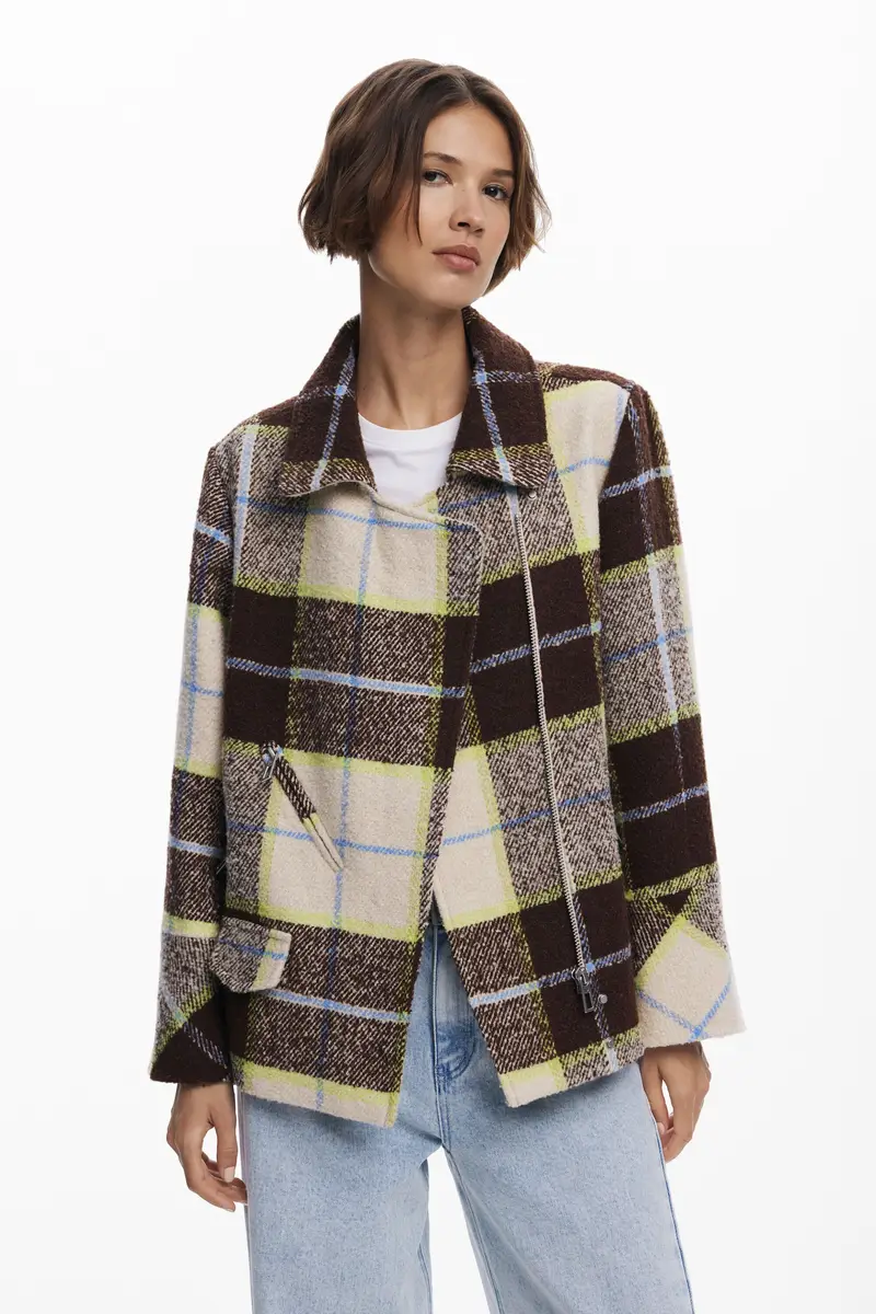 Cappotto corto doppiopetto a quadri