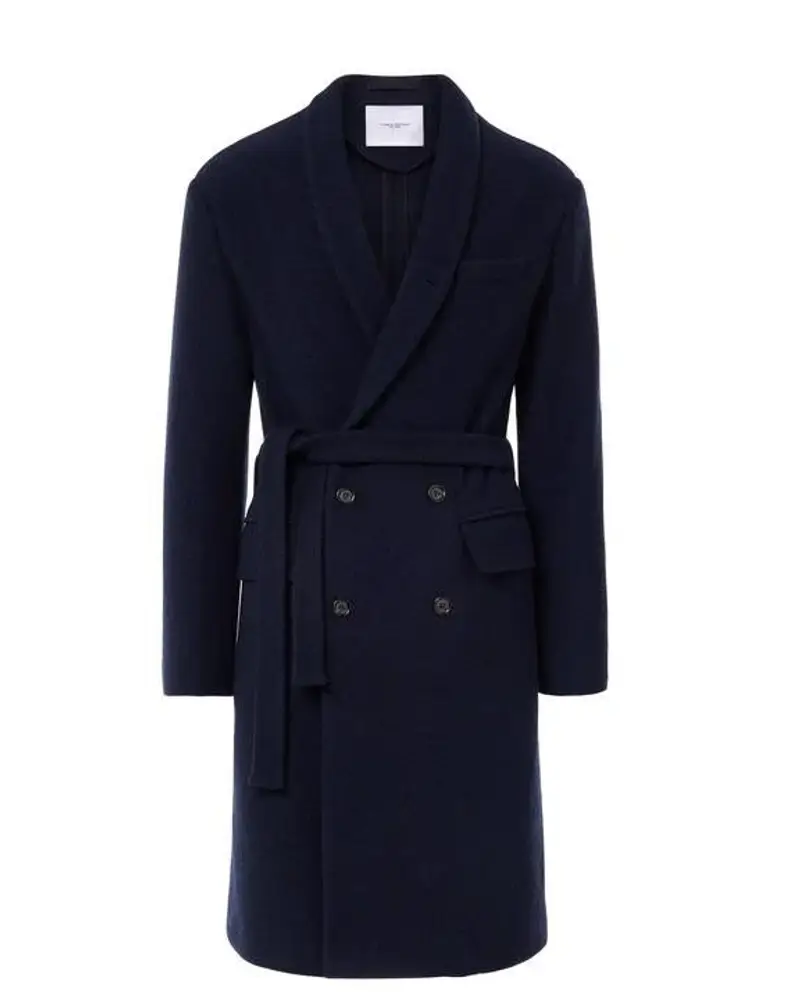 Cappotto Doppio Petto Scialle Blu Navy
