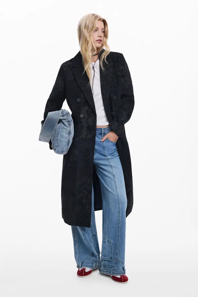 Cappotto nero a trama