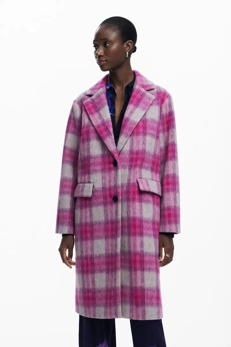 Cappotto tartan rosa
