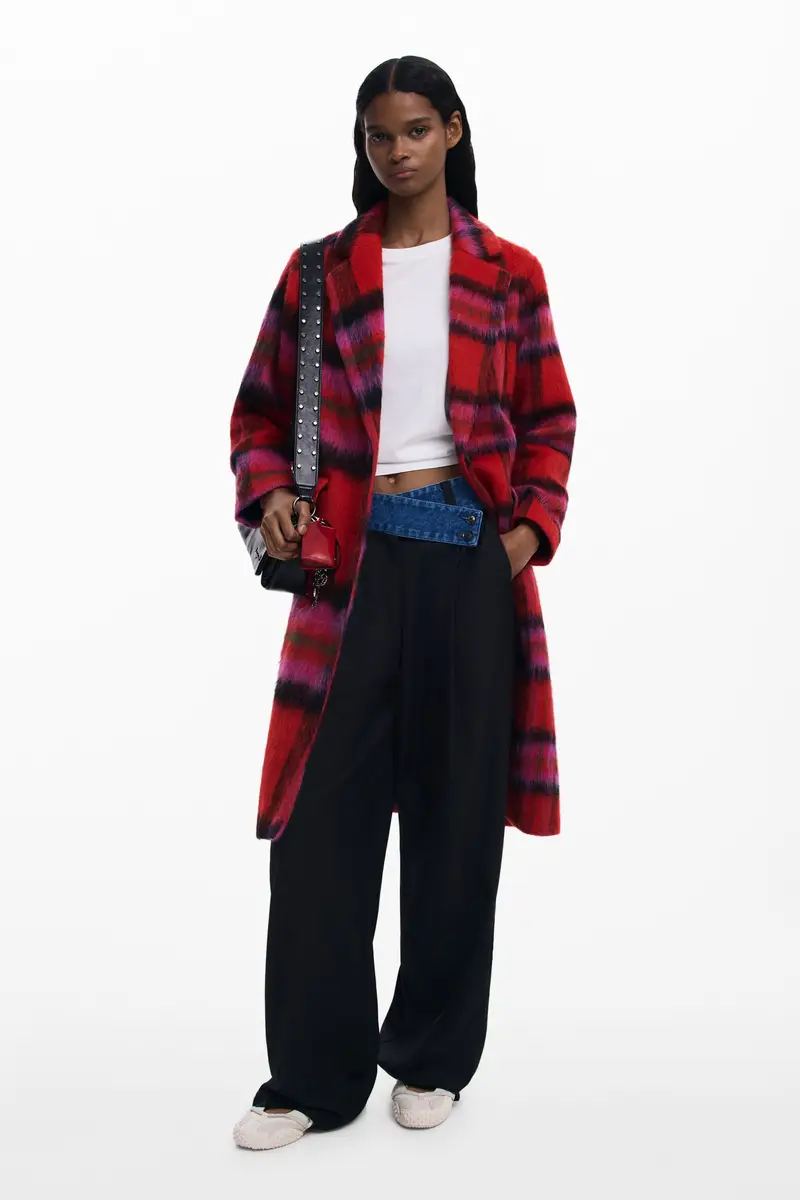 Cappotto tartan rosso