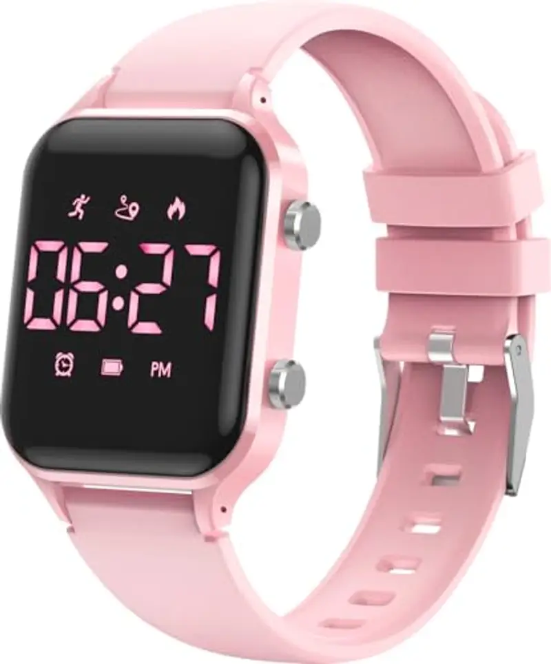 caprock Orologio digitale a LED per bambini, con contapassi, impermeabile fino a 50 atm, con calcolo della distanza/vibrazione, doppia sveglia/cronometro