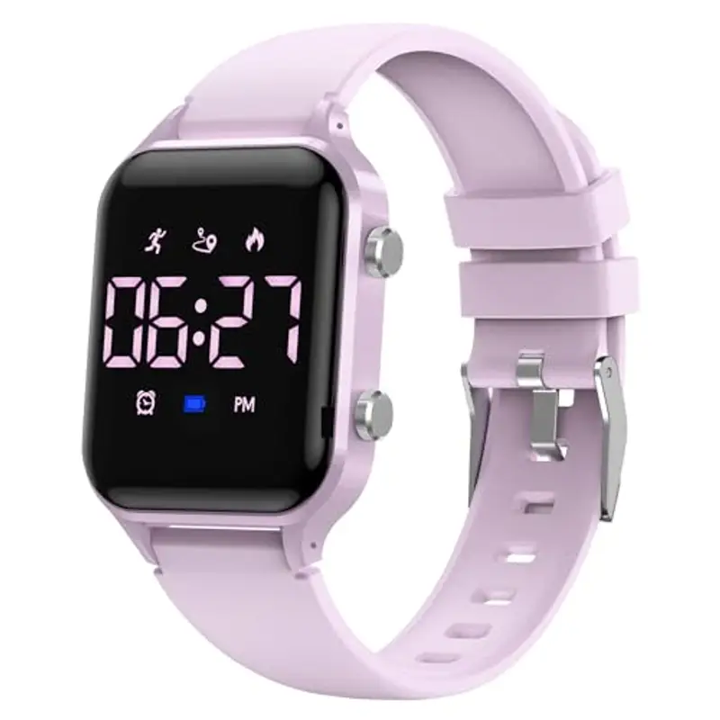 caprock Orologio digitale a LED per bambini, con contapassi, impermeabile fino a 50 atm, con calcolo della distanza/vibrazione, doppia sveglia/cronometro