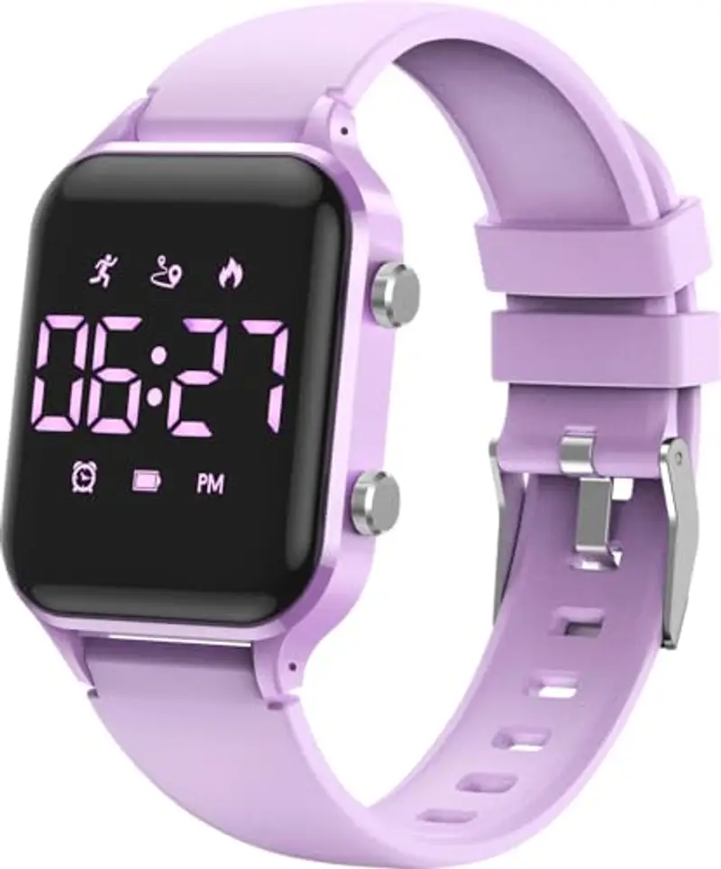 caprock Orologio digitale a LED per bambini, con contapassi, impermeabile fino a 50 atm, con calcolo della distanza/vibrazione, doppia sveglia/cronometro