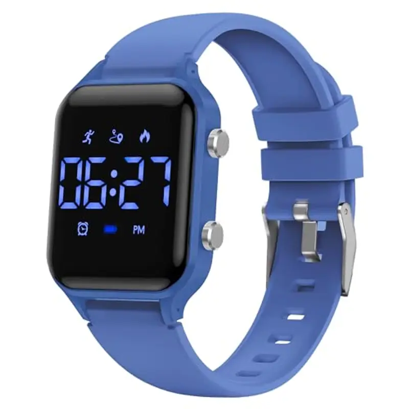 caprock Orologio digitale a LED per bambini, con contapassi, impermeabile fino a 50 atm, con calcolo della distanza/vibrazione, doppia sveglia/cronometro