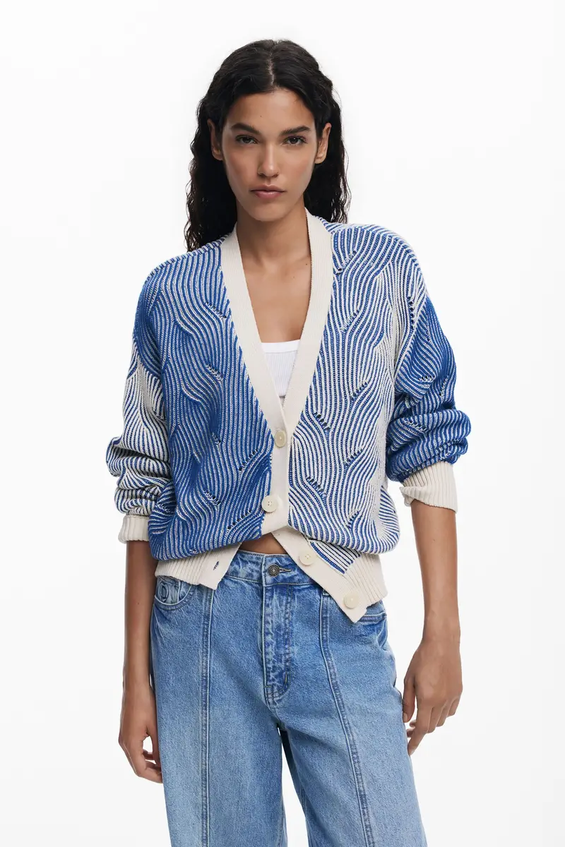 Cardigan in maglia bicolore