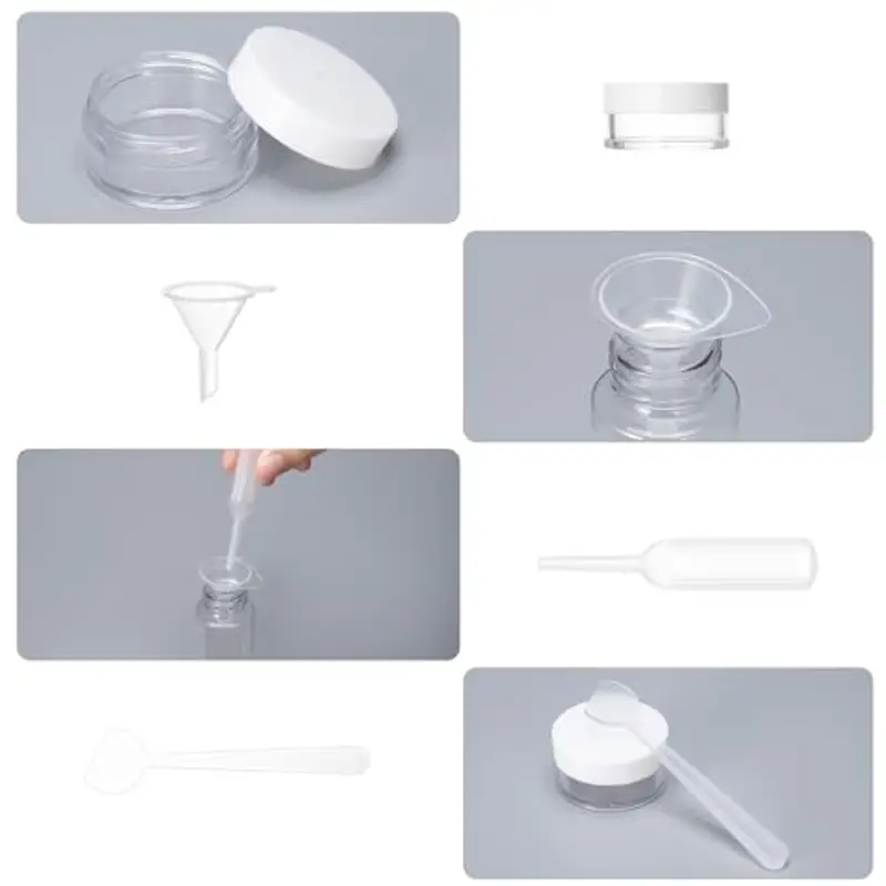 Carehabi Set di 12 bottiglie da viaggio da riempire, 30/50 ml, flacone spray trasparente, piccole lattine di crema, dispenser di schiuma, shampoo, accessori da viaggio per cosmetici miniatura 3