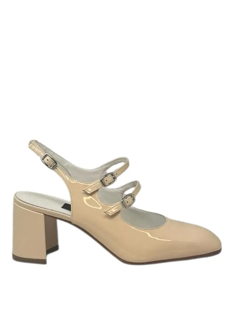 Décolleté in vernice banana Beige