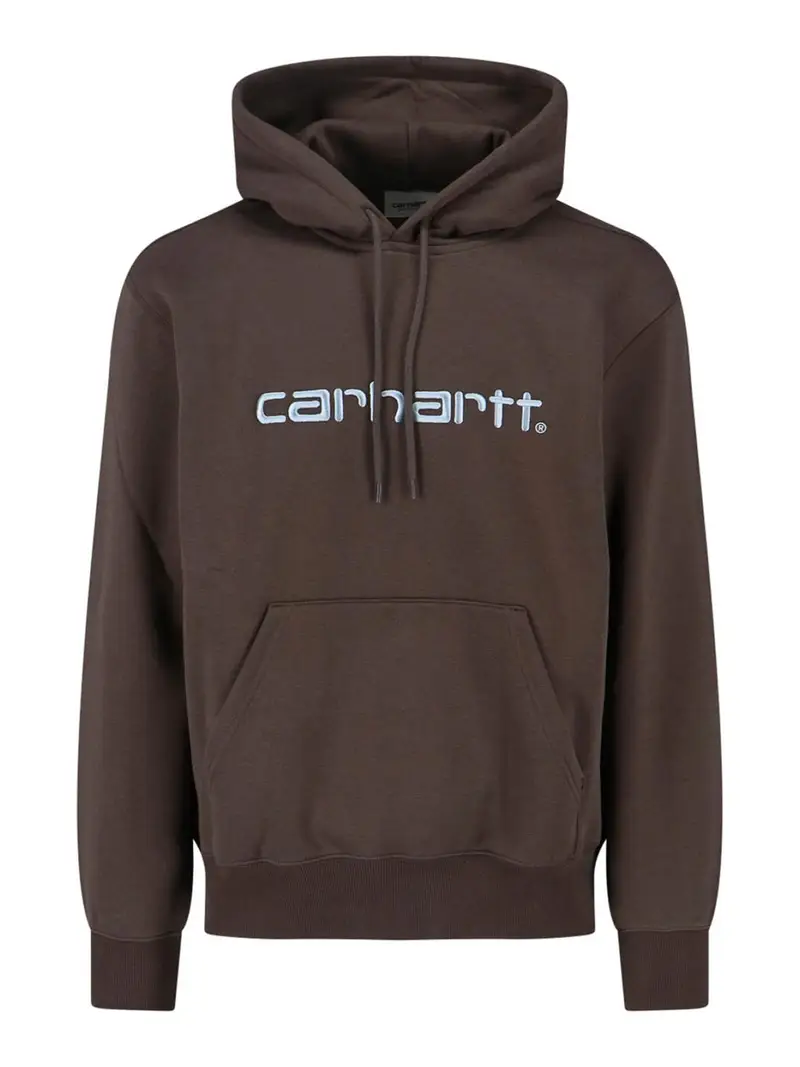 Felpa Cappuccio Logo Marrone