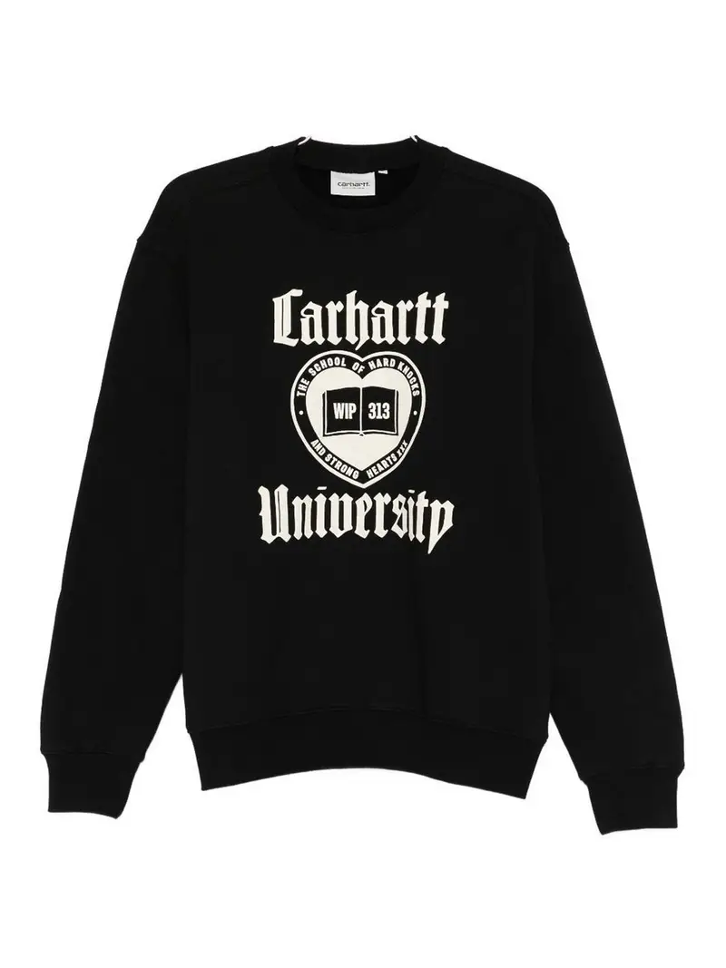 Felpa Girocollo Con Logo Nero