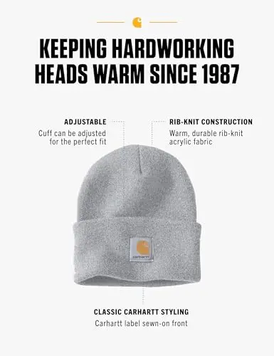 Carhartt Knit Cuffed Beanie, Cappello Unisex - Adulto, Grigio (Heather), Taglia unica miniatura 2