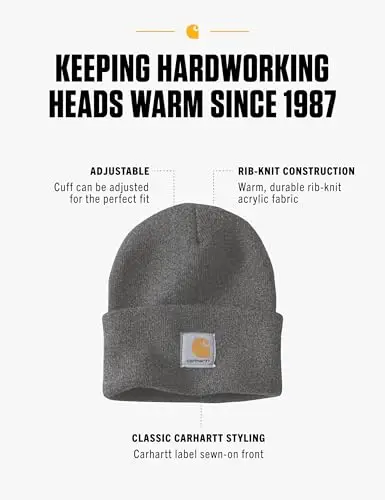 Carhartt Knit Cuffed Beanie, Cappello Unisex - Adulto, Nero (Fumo Heather), Taglia unica miniatura 2