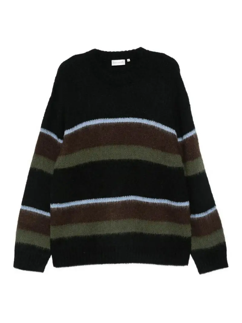 Maglione a righe in misto alpaca Nero