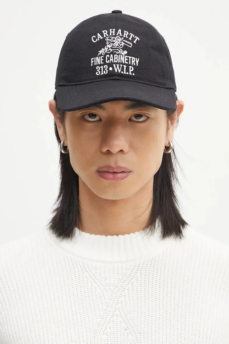 berretto da baseball in cotone Cabinetry Cap colore nero con applicazione I034749