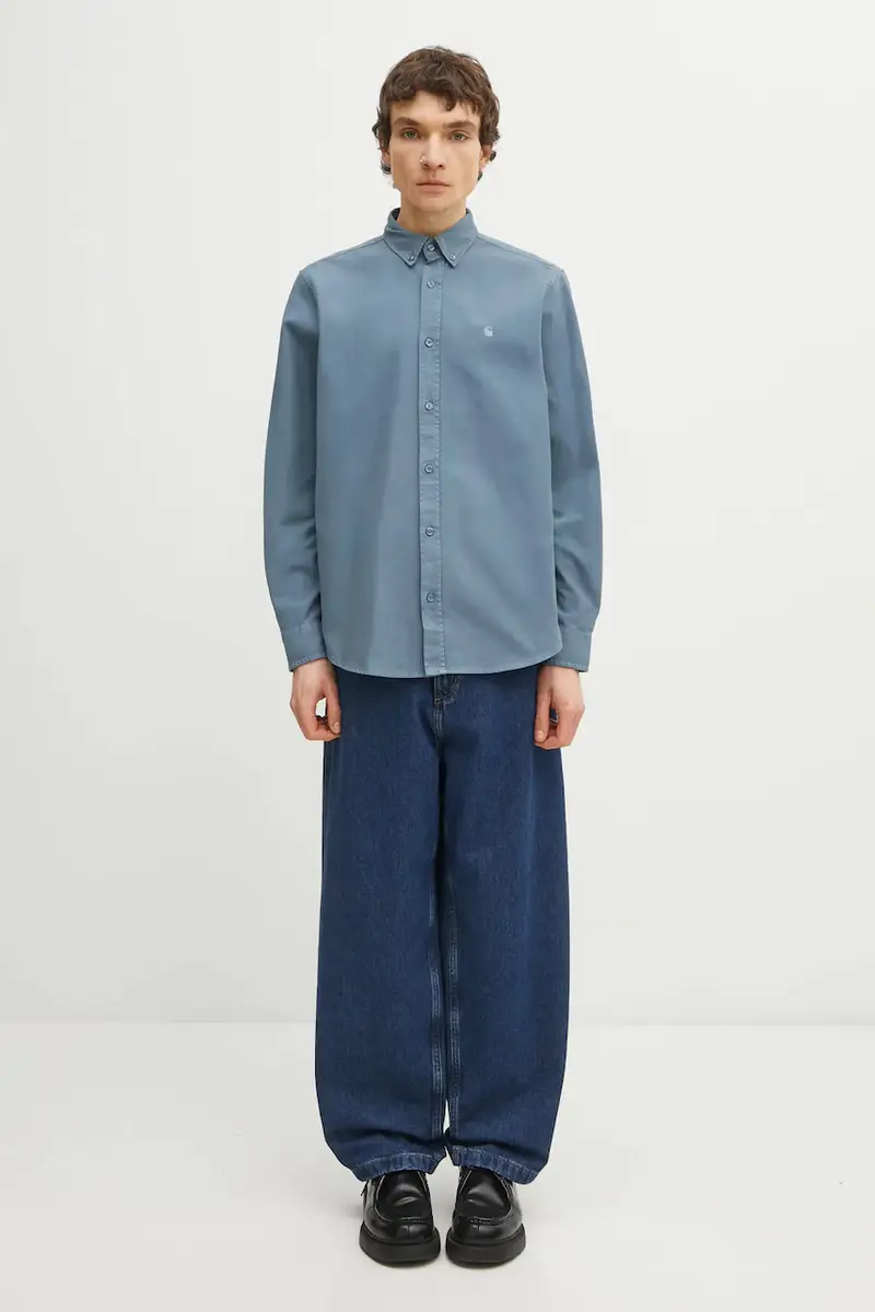 Carhartt Wip Maglia in cotone LS Bolton Shirt blu miniatura 5