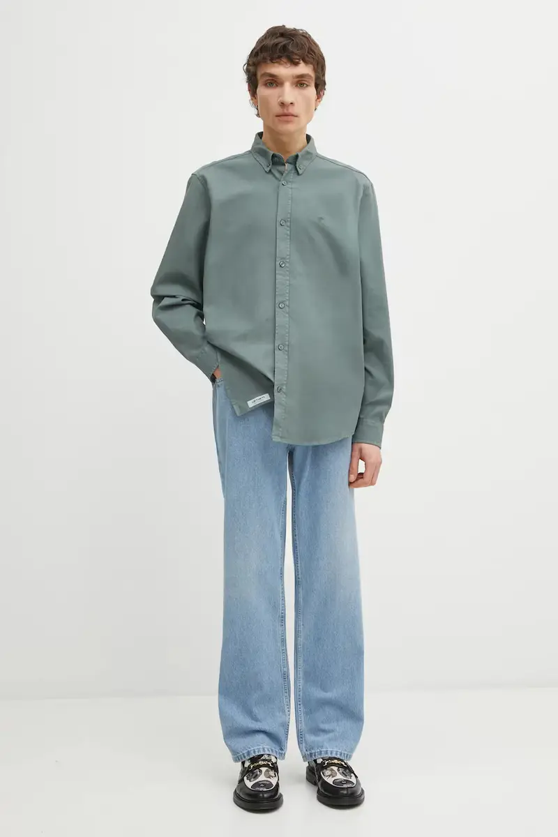 camicia in cotone LS Bolton Shirt Verde miniatura 5