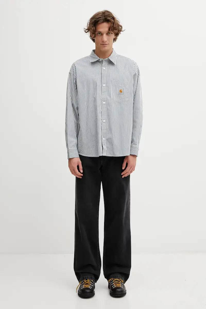 camicia in cotone LS Daldry Shirt Blu miniatura 5