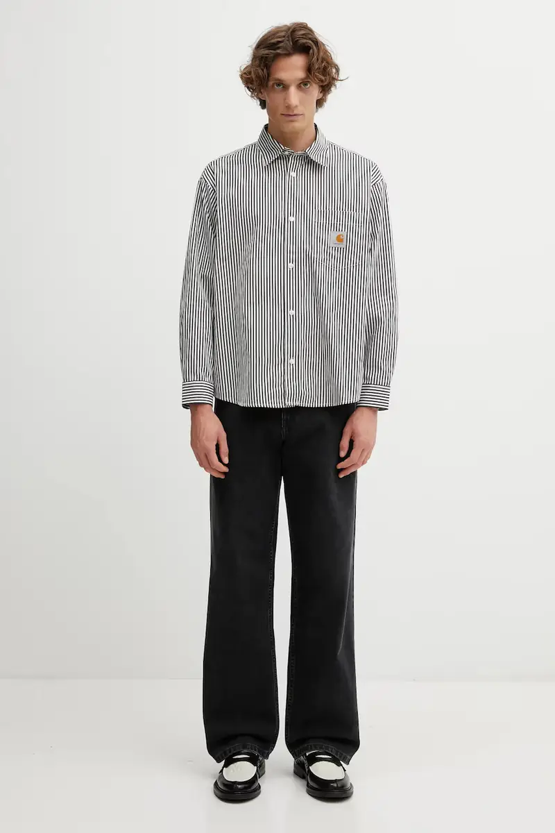 camicia in cotone LS Daldry Shirt Nero miniatura 5