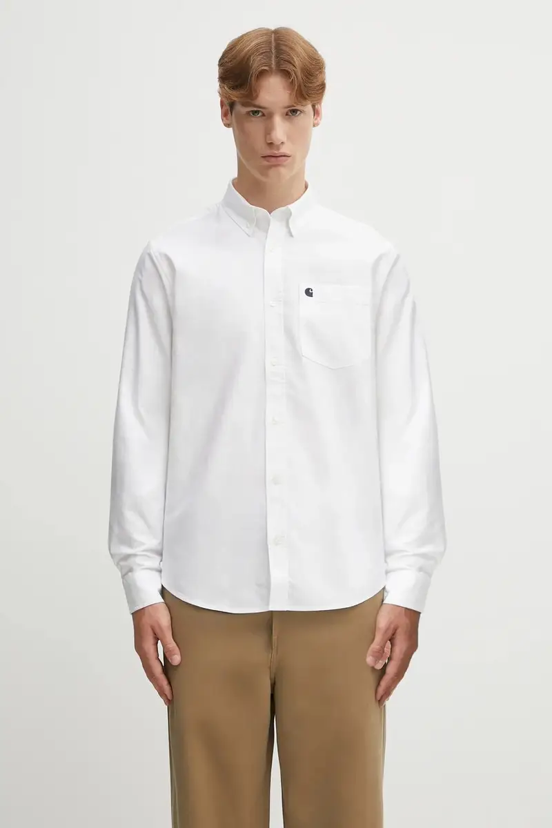 camicia in cotone S C-Logo uomo colore bianco I030799.12HXX