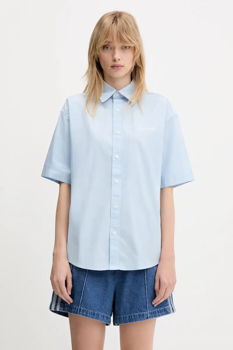 camicia in cotone S Jaxon Shirt donna colore blu I033080