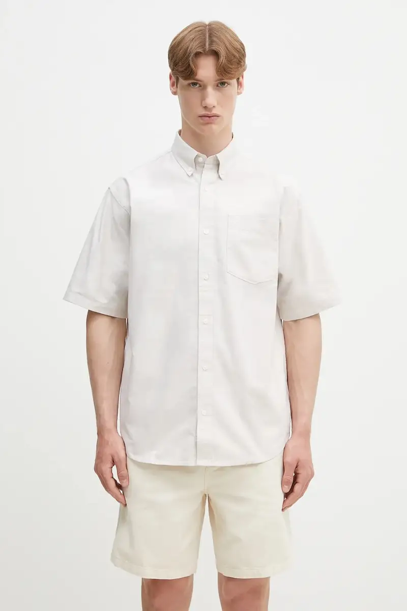 camicia in cotone S/S Braxton Shirt uomo colore beige I031454.2V4XX