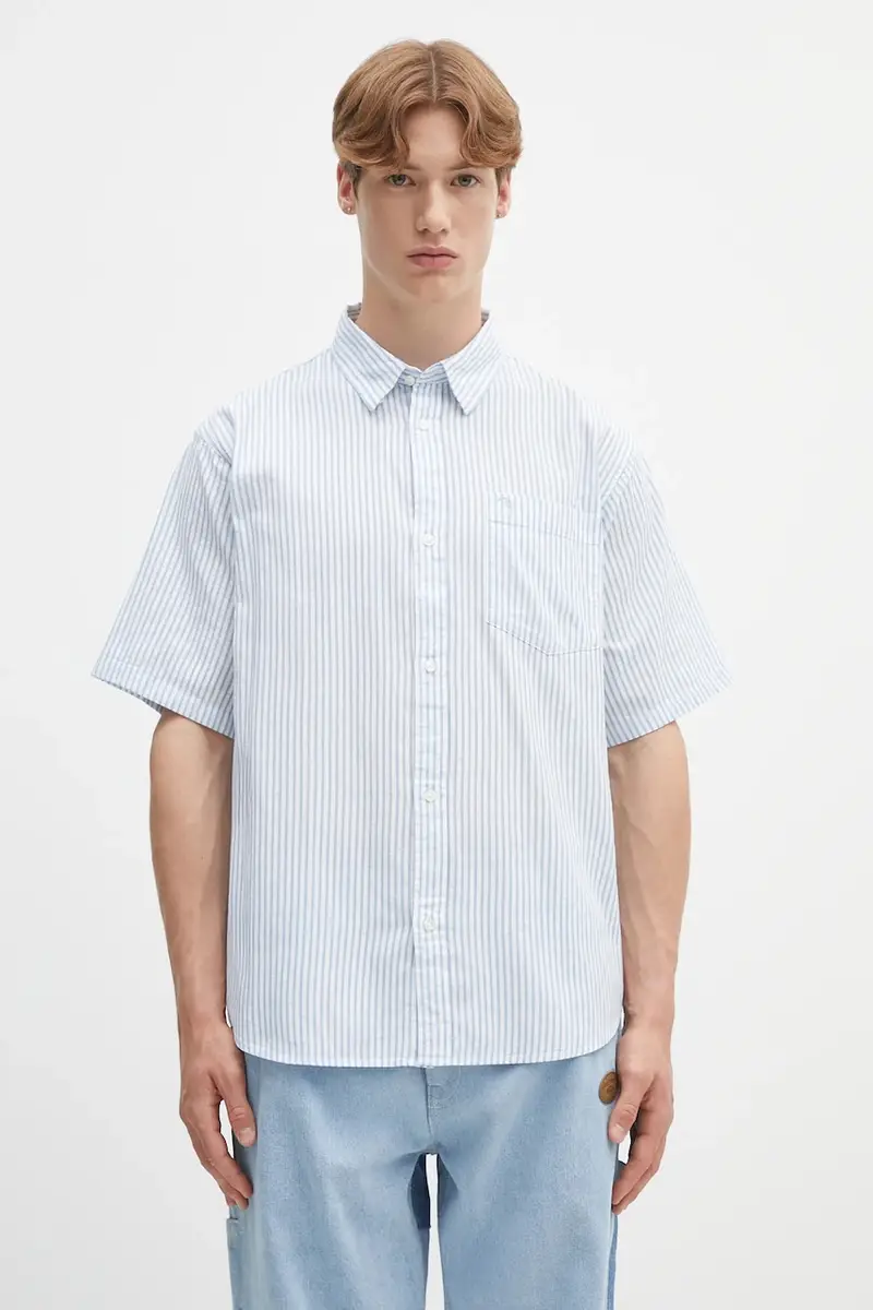 camicia in cotone S/S Phelps Shirt uomo colore blu I034532