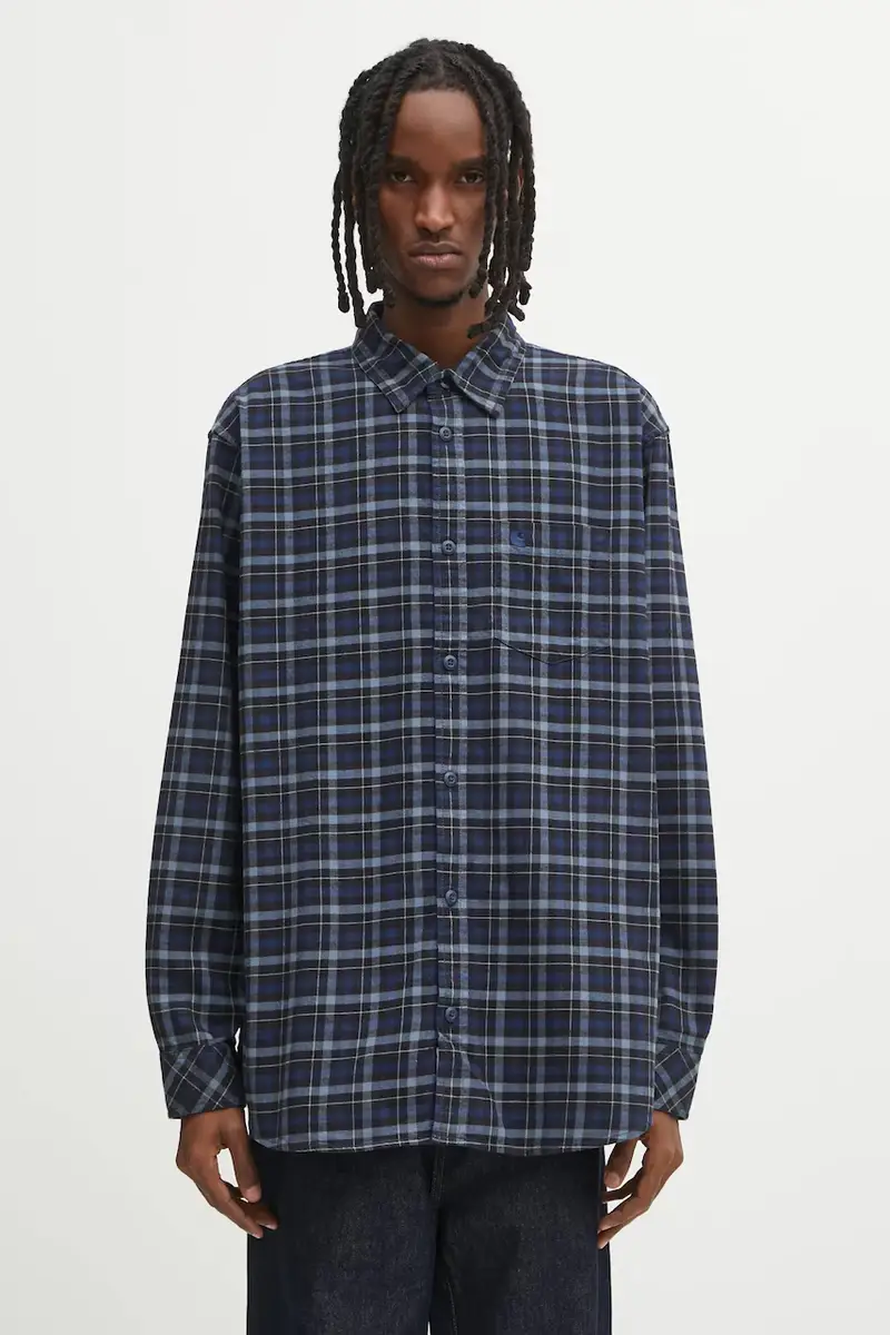 camicia in cotone S Widmark uomo colore blu navy I035326.35NXX