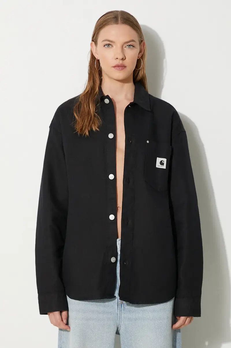 camicia in lino misto Ethel Shirt Jac colore nero I033569.8902