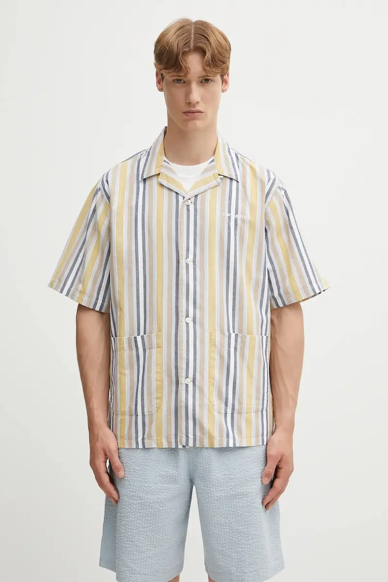 camicia in lino misto S/S Folsey uomo colore verde I035154.3G8XX