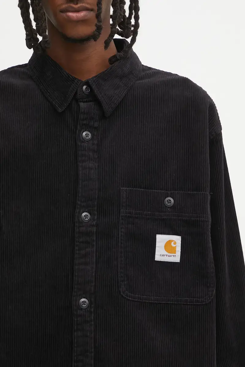 camicia in velluto a coste L/S Flint Shirt uomo colore nero I035837.89XX miniatura 4