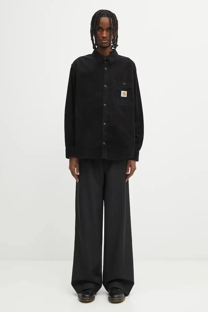 camicia in velluto a coste L/S Flint Shirt uomo colore nero I035837.89XX miniatura 5