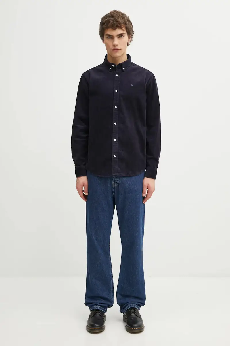 camicia in velluto a coste Madison Cord uomo colore blu navy I029958.0FHXX miniatura 5