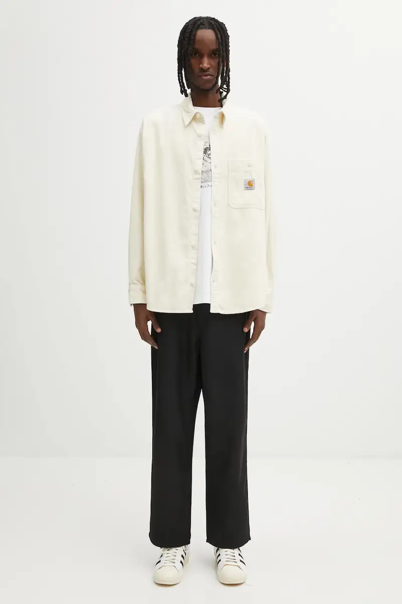 camicia in velluto a coste S Flint Shirt uomo colore beige I035837.1NGXX miniatura 5