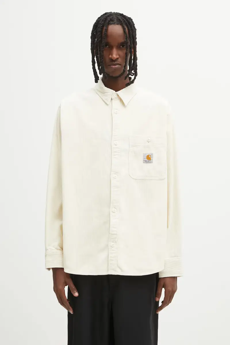 camicia in velluto a coste S Flint Shirt uomo colore beige I035837.1NGXX