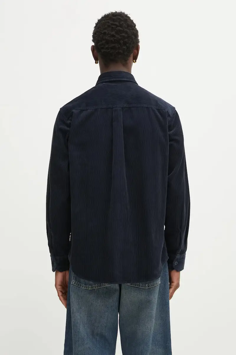camicia in velluto a coste S Flint Shirt uomo colore blu navy I035837.J0XX miniatura 3