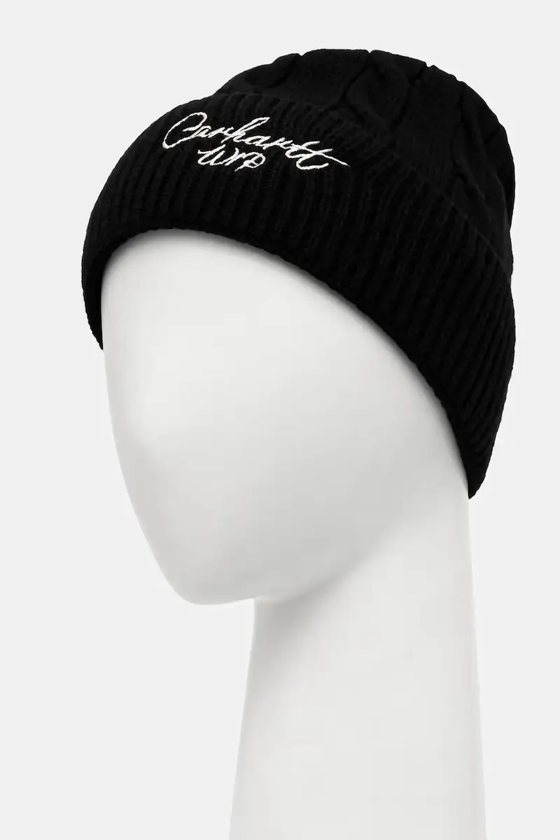 cappello con lana Signature Cable Beanie colore nero I035464.1T8XX miniatura 2